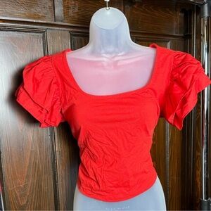 Red Puff Sleeve Top
